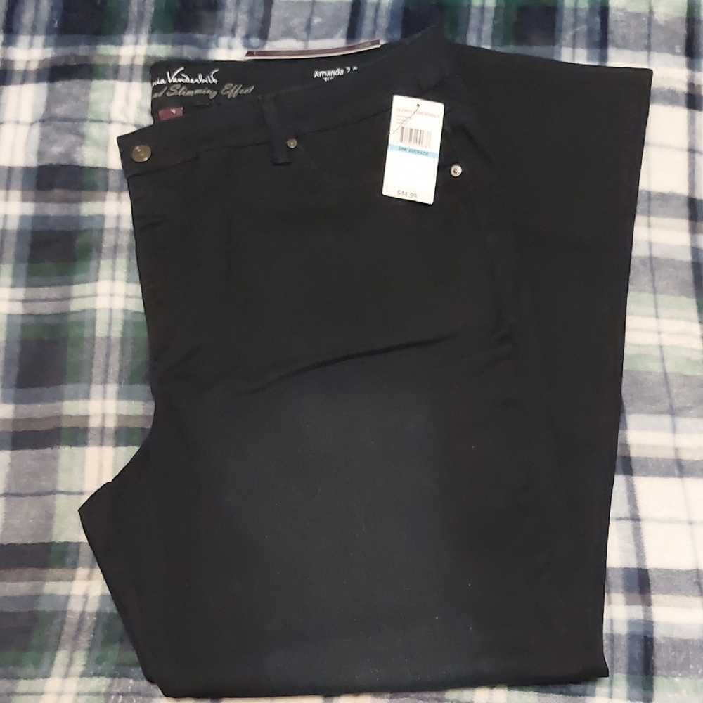 Classic Black Slim Straight Jeans with Stretch Comfort Size 20W